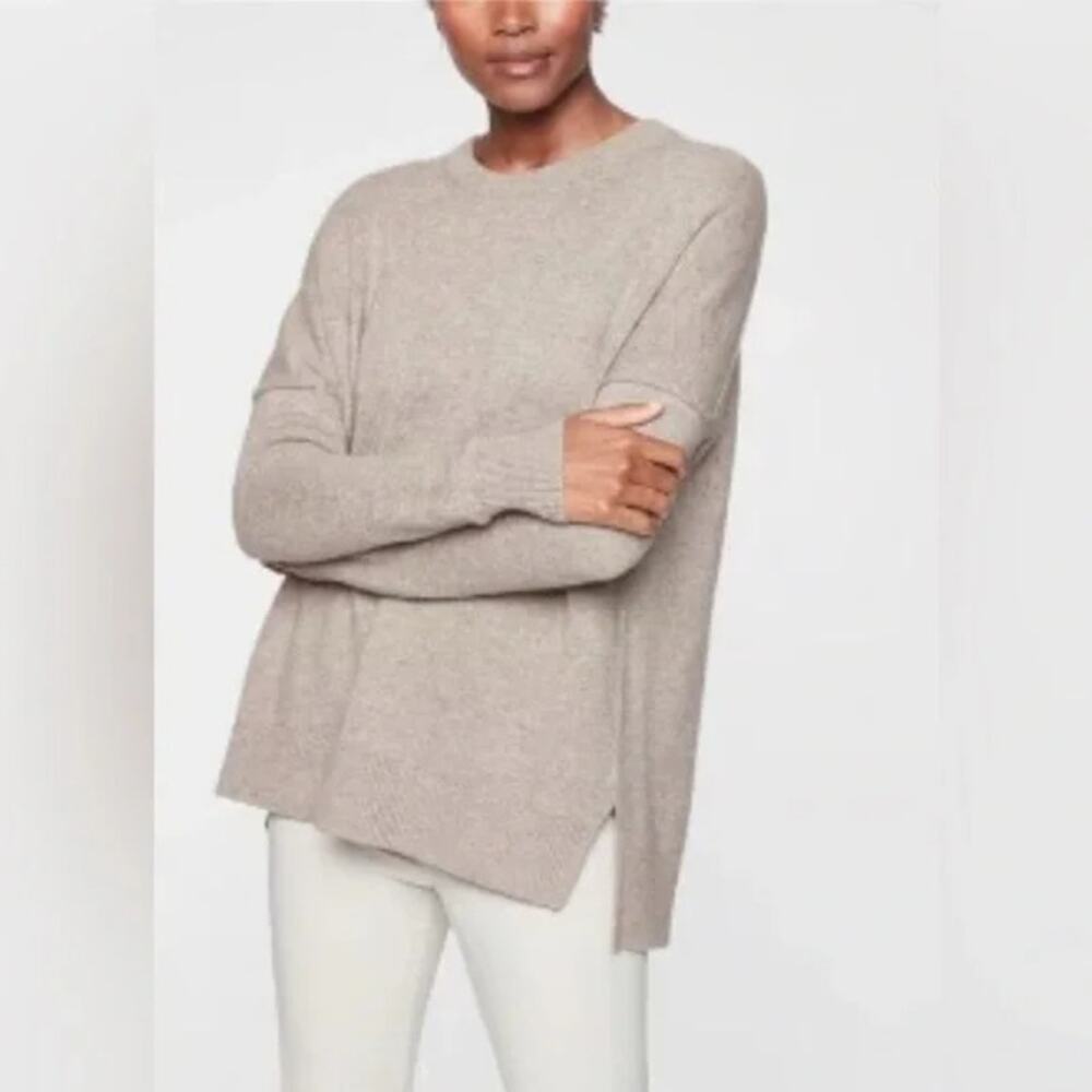 Athleta  Perspective Wool Cashmere Blend Marled Tan Crewneck Sweater XXS